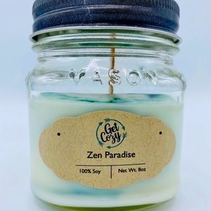 Zen Paradise 100% Soy Wood Wick Candle.  8oz Jar